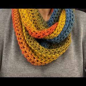 Beautiful, Colorful Hand Knit Infinity Scarf